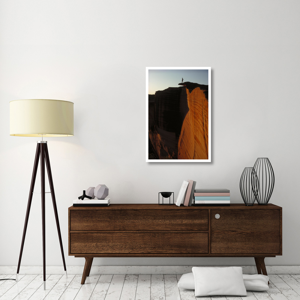 Person standing atop the Kings Canyon north wall, Watarrka National Park, Northern Territory, Australia-Paper Art-26&quotx38"