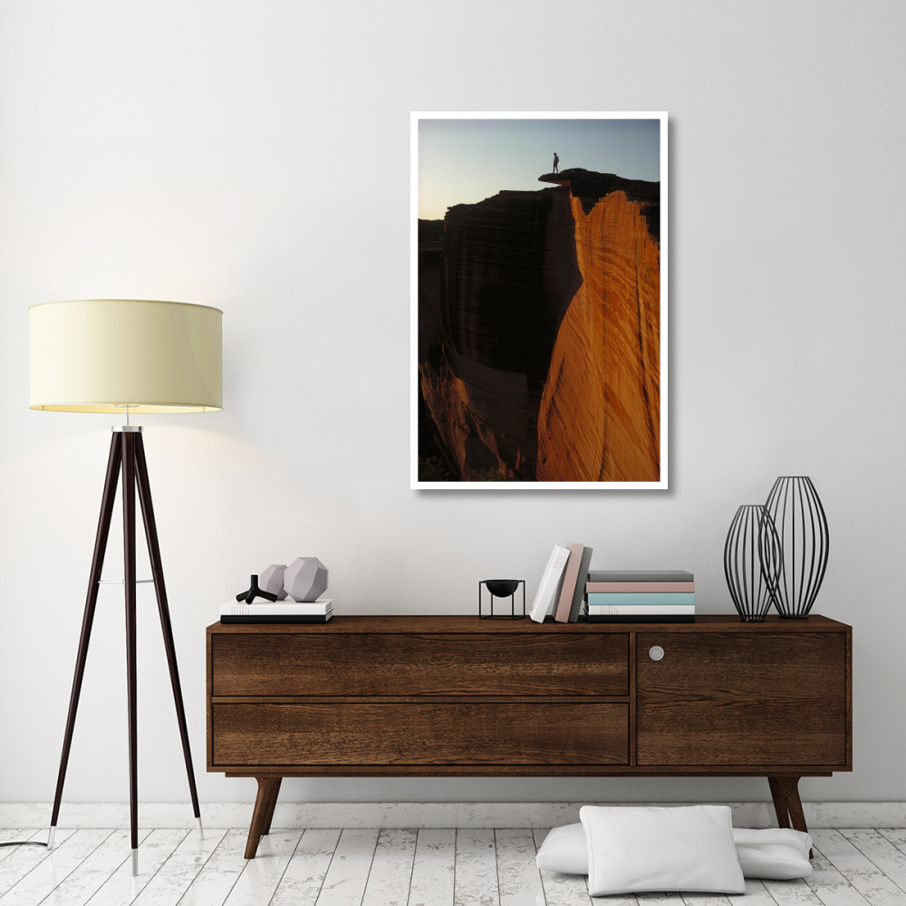 Person standing atop the Kings Canyon north wall, Watarrka National Park, Northern Territory, Australia-Paper Art-34&quotx50"