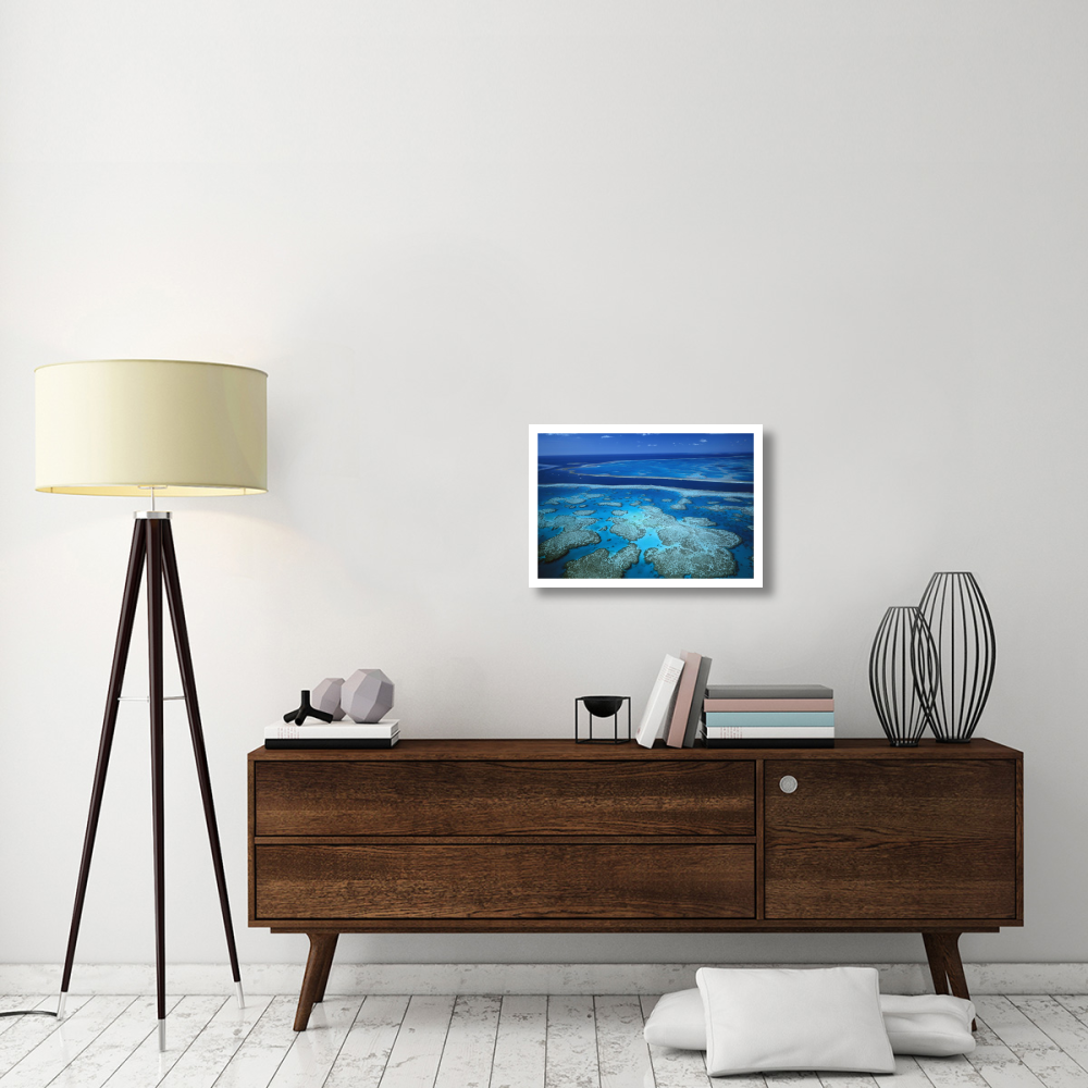 Deep channel separating Hardy Reef from Hook Reef, Great Barrier Reef Marine Park, World Heritage Site, Queensland, Australia-Paper Art-26&quotx18"