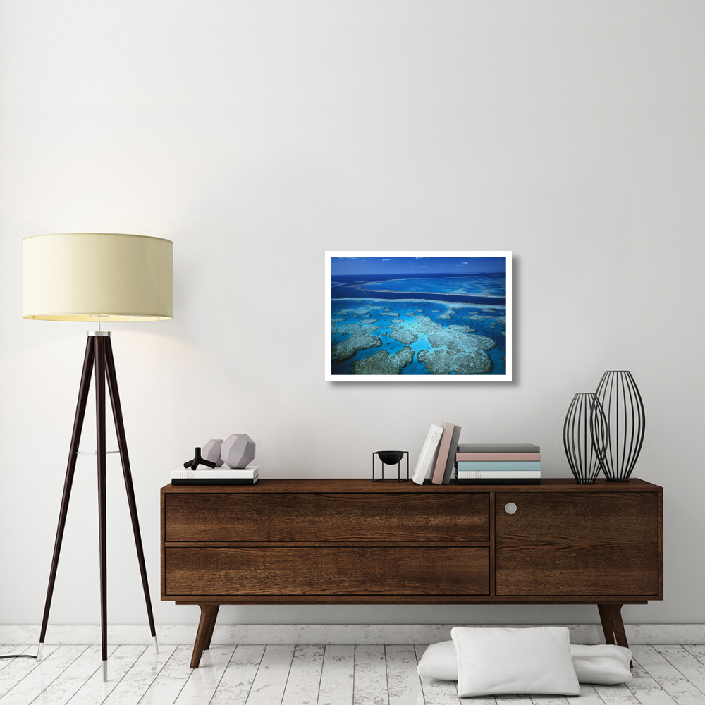 Deep channel separating Hardy Reef from Hook Reef, Great Barrier Reef Marine Park, World Heritage Site, Queensland, Australia-Paper Art-32&quotx22"
