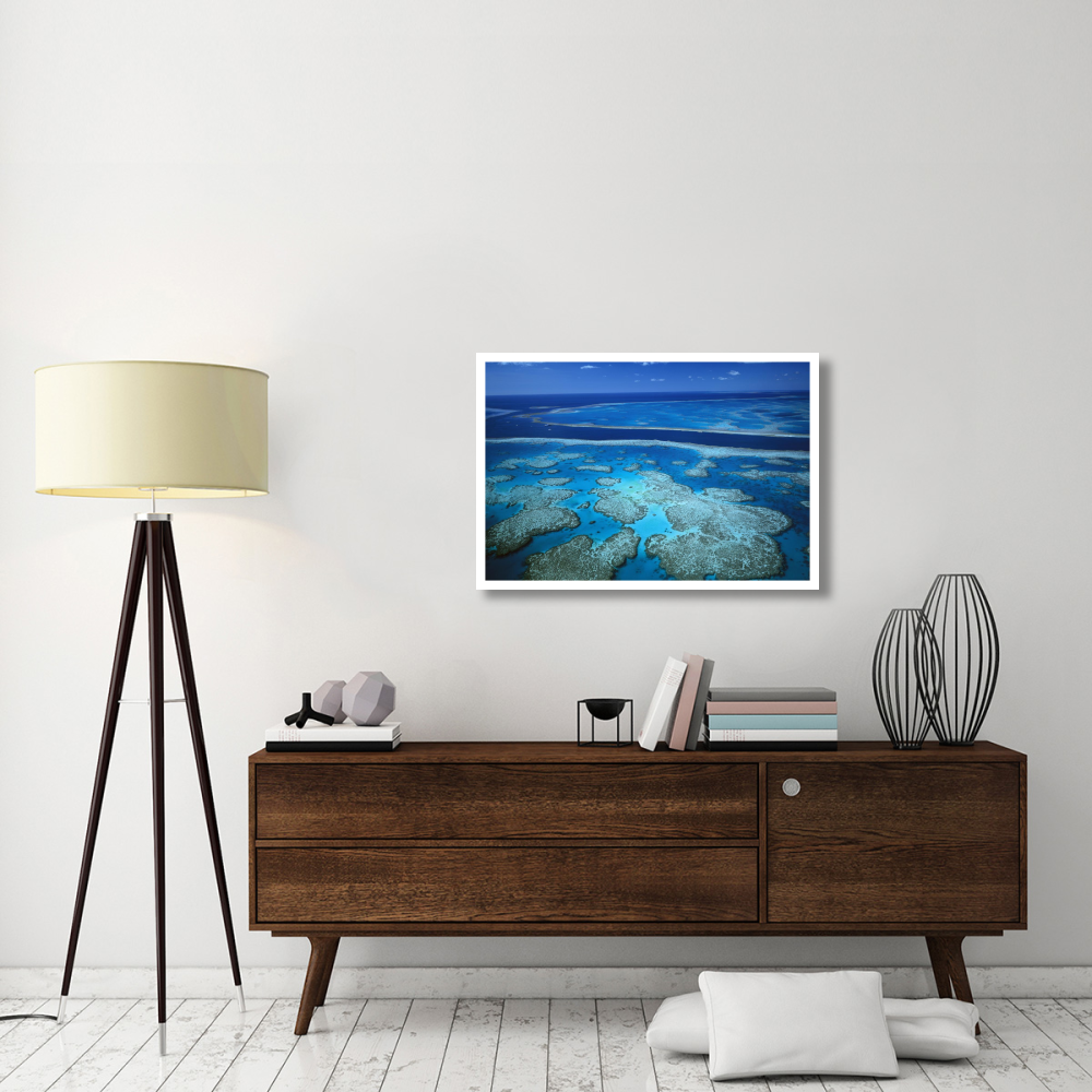 Deep channel separating Hardy Reef from Hook Reef, Great Barrier Reef Marine Park, World Heritage Site, Queensland, Australia-Paper Art-38&quotx26"