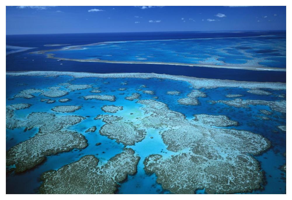 Deep channel separating Hardy Reef from Hook Reef, Great Barrier Reef Marine Park, World Heritage Site, Queensland, Australia-Paper Art-50"x34"