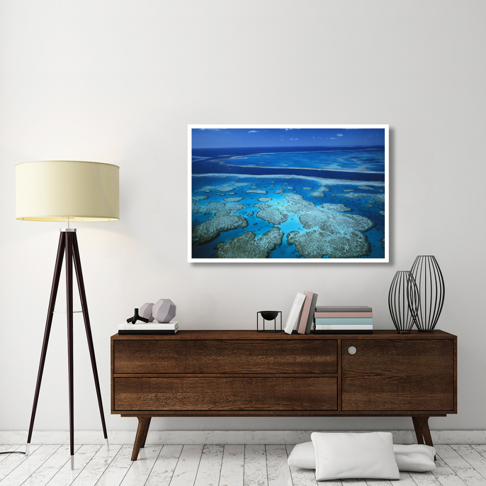 Deep channel separating Hardy Reef from Hook Reef, Great Barrier Reef Marine Park, World Heritage Site, Queensland, Australia-Paper Art-50&quotx34"