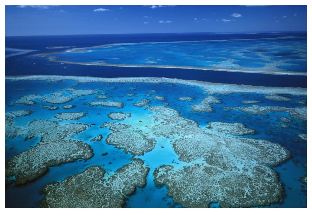 Deep channel separating Hardy Reef from Hook Reef, Great Barrier Reef Marine Park, World Heritage Site, Queensland, Australia-Paper Art-62"x42"