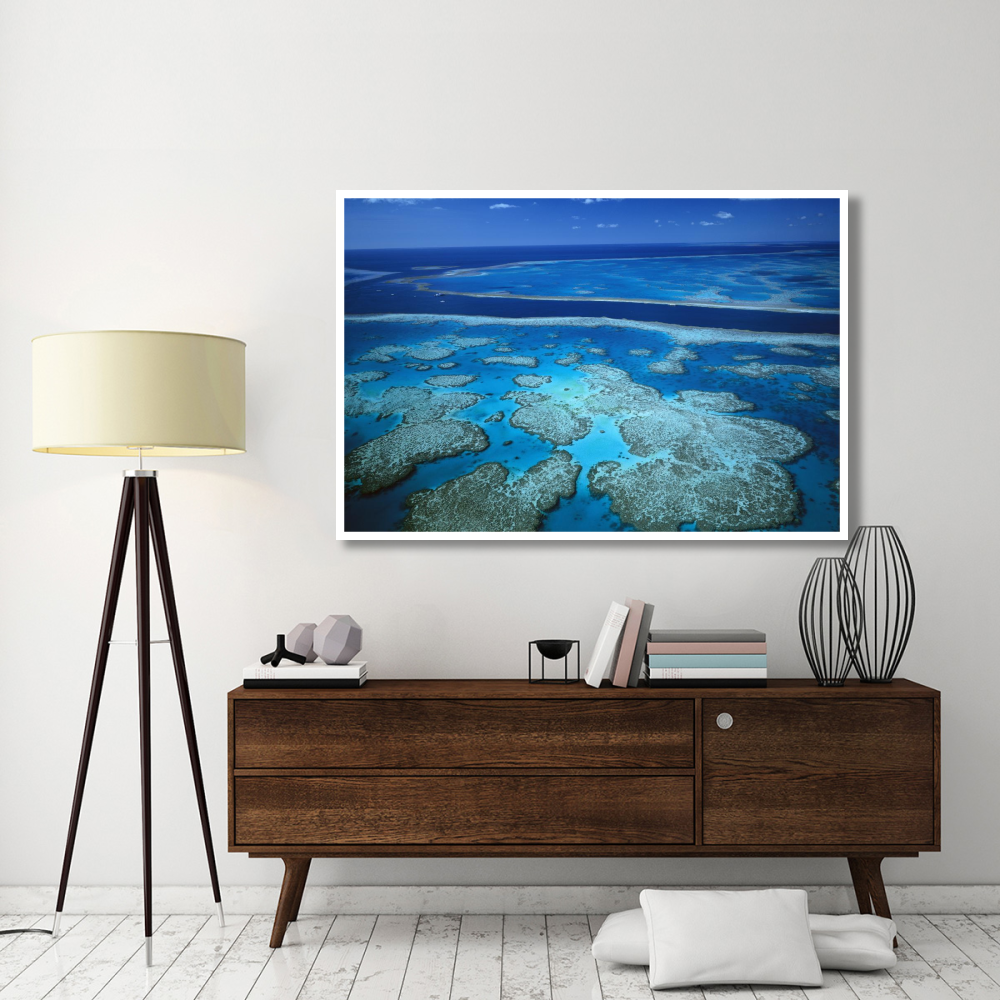 Deep channel separating Hardy Reef from Hook Reef, Great Barrier Reef Marine Park, World Heritage Site, Queensland, Australia-Paper Art-62&quotx42"