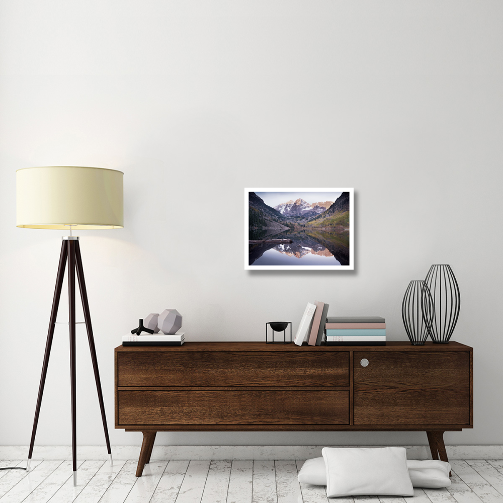 Maroon Bells reflected in Maroon Bells Lake, Snowmass Wilderness, White River National Forest, Colorado-Paper Art-26&quotx20"