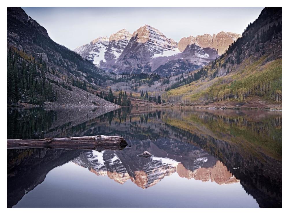 Maroon Bells reflected in Maroon Bells Lake, Snowmass Wilderness, White River National Forest, Colorado-Paper Art-42"x32"