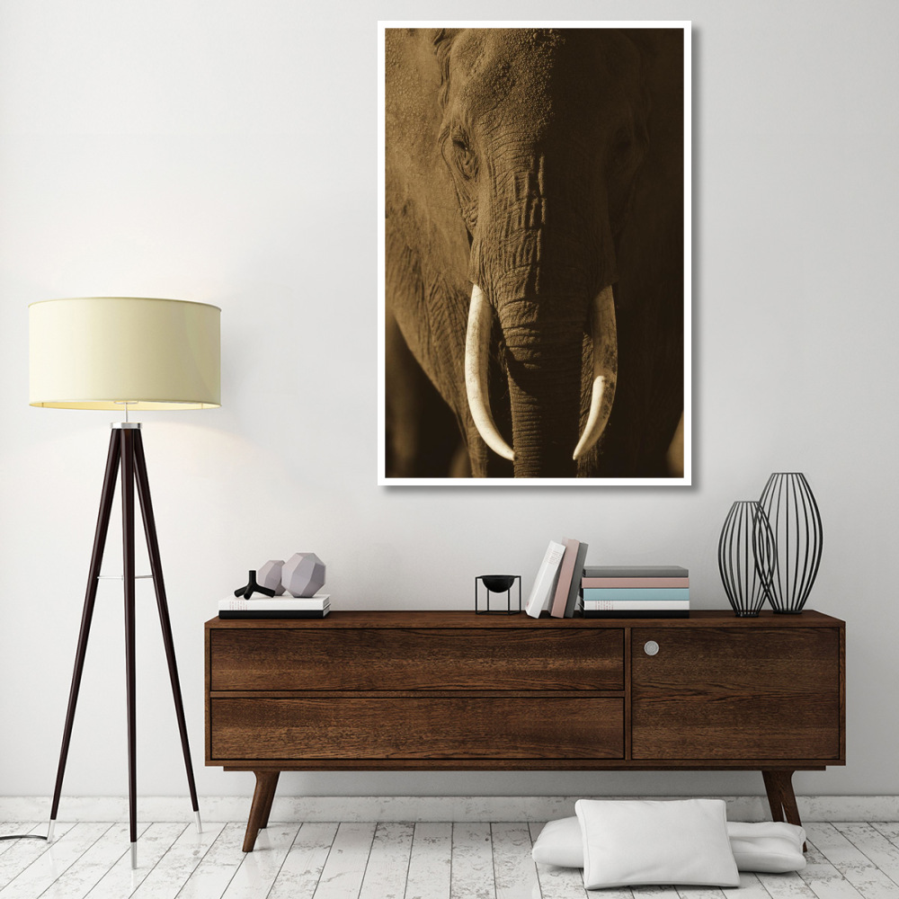 African Elephant male portrait with long tusks, Kenya-Paper Art-42&quotx62"