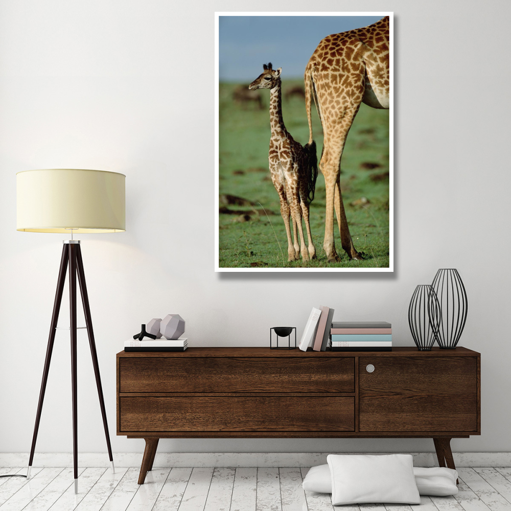 Giraffe mother with young, Kenya-Paper Art-42&quotx62"