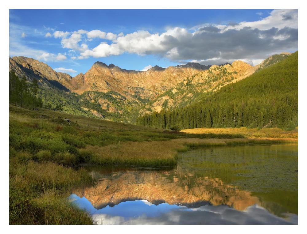 Mt Powell and Piney Lake, Colorado-Paper Art-34"x26"