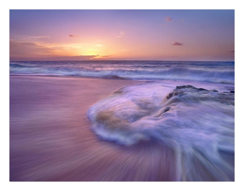 Sandy beach at sunset, Oahu, Hawaii-Paper Art-26"x20"