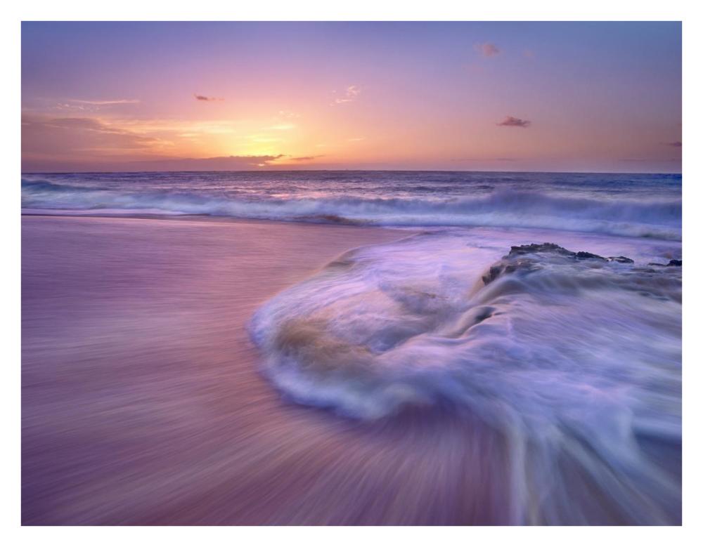 Sandy beach at sunset, Oahu, Hawaii-Paper Art-34"x26"