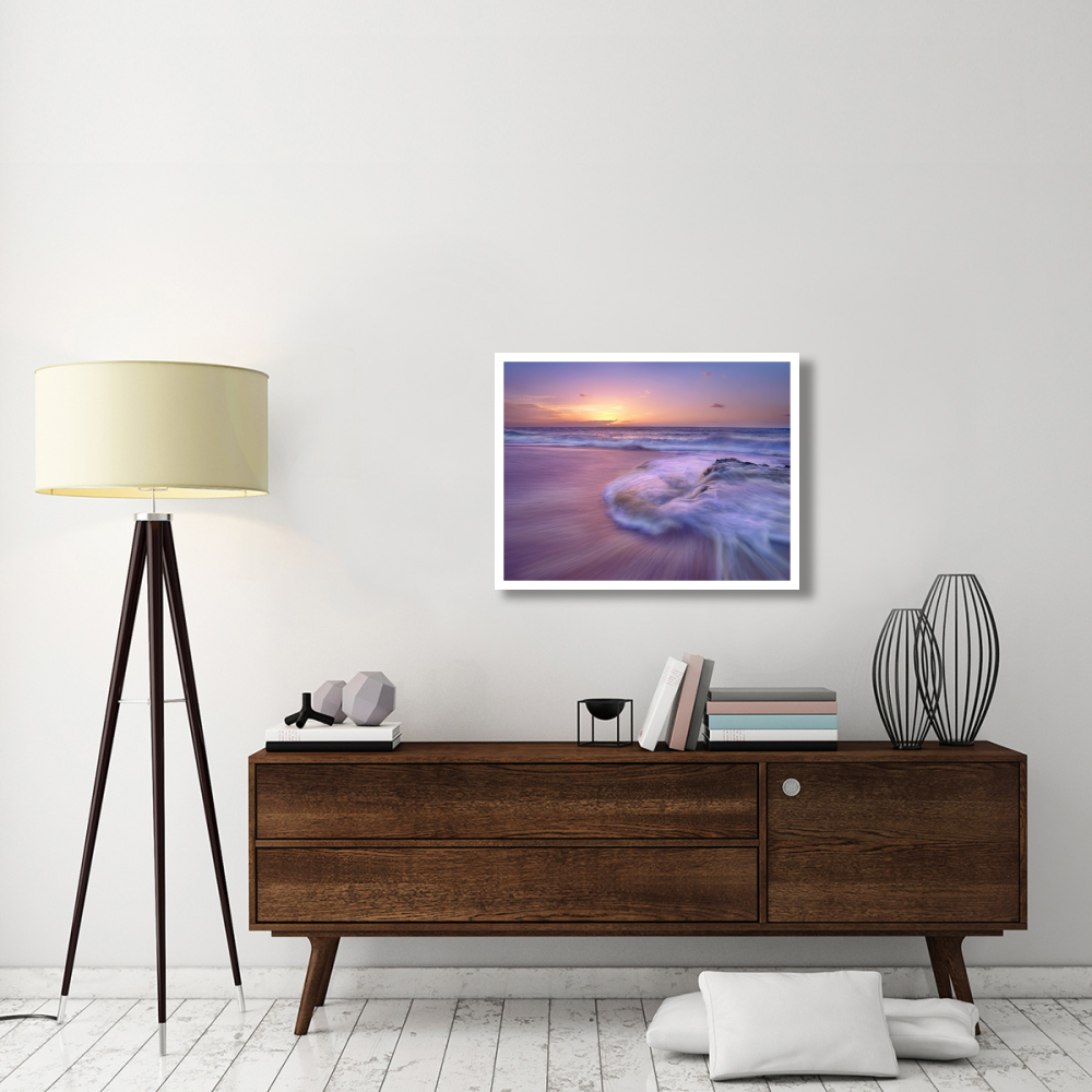 Sandy beach at sunset, Oahu, Hawaii-Paper Art-34&quotx26"