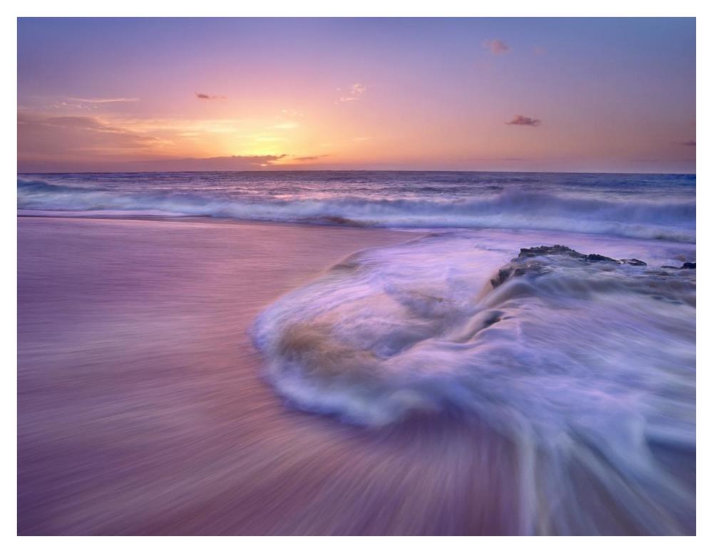 Sandy beach at sunset, Oahu, Hawaii-Paper Art-42"x32"
