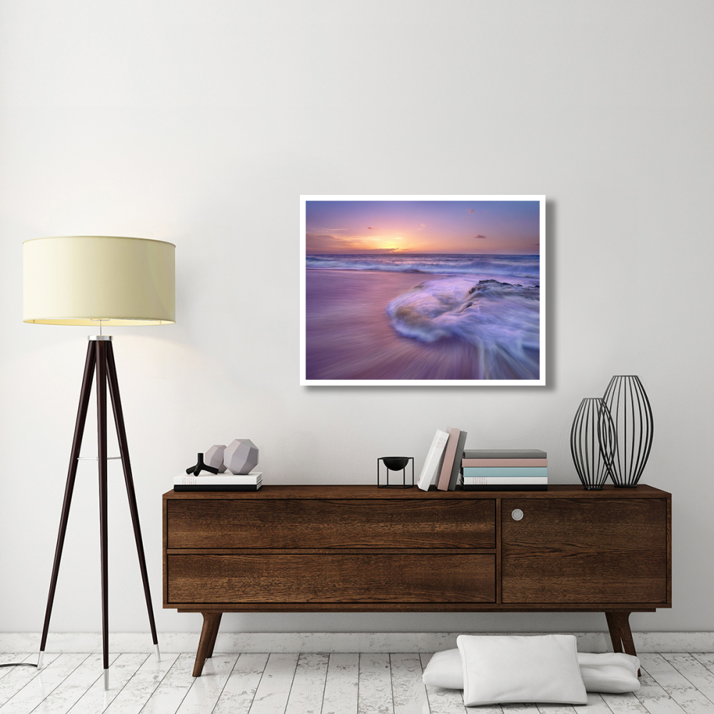 Sandy beach at sunset, Oahu, Hawaii-Paper Art-42&quotx32"