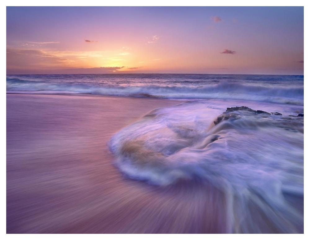 Sandy beach at sunset, Oahu, Hawaii-Paper Art-50"x38"