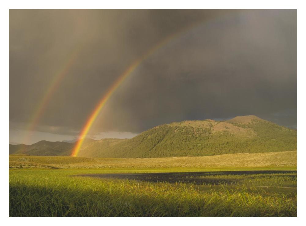 Rainbow over Boulder Mountains, Idaho-Paper Art-18"x14"