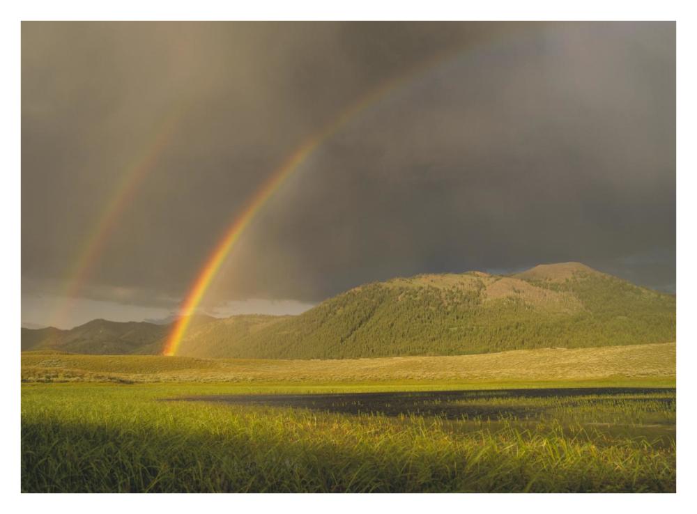 Rainbow over Boulder Mountains, Idaho-Paper Art-34"x26"
