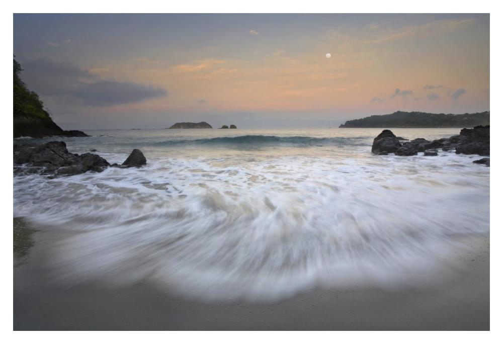 Moon over Playa Espadilla, Costa Rica-Paper Art-20"x14"