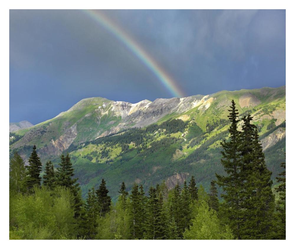 Rainbow over Brown Mountain, Colorado-Paper Art-32"x26.9"