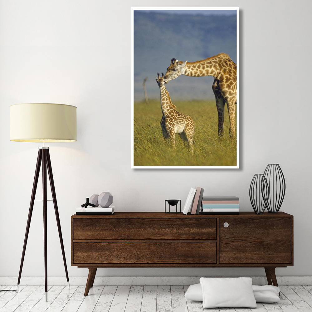 Masai Giraffe mother and young, Kenya-Paper Art-42&quotx62"
