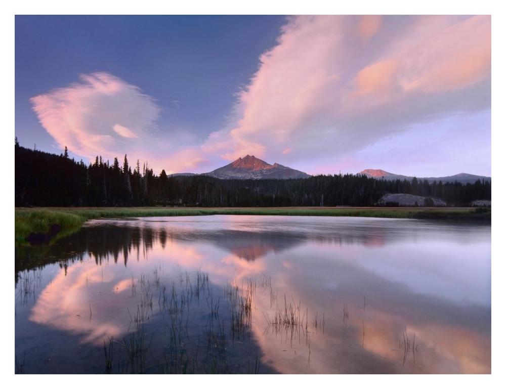 Clouds reflected in Sparks Lake, Oregon-Paper Art-18"x14"