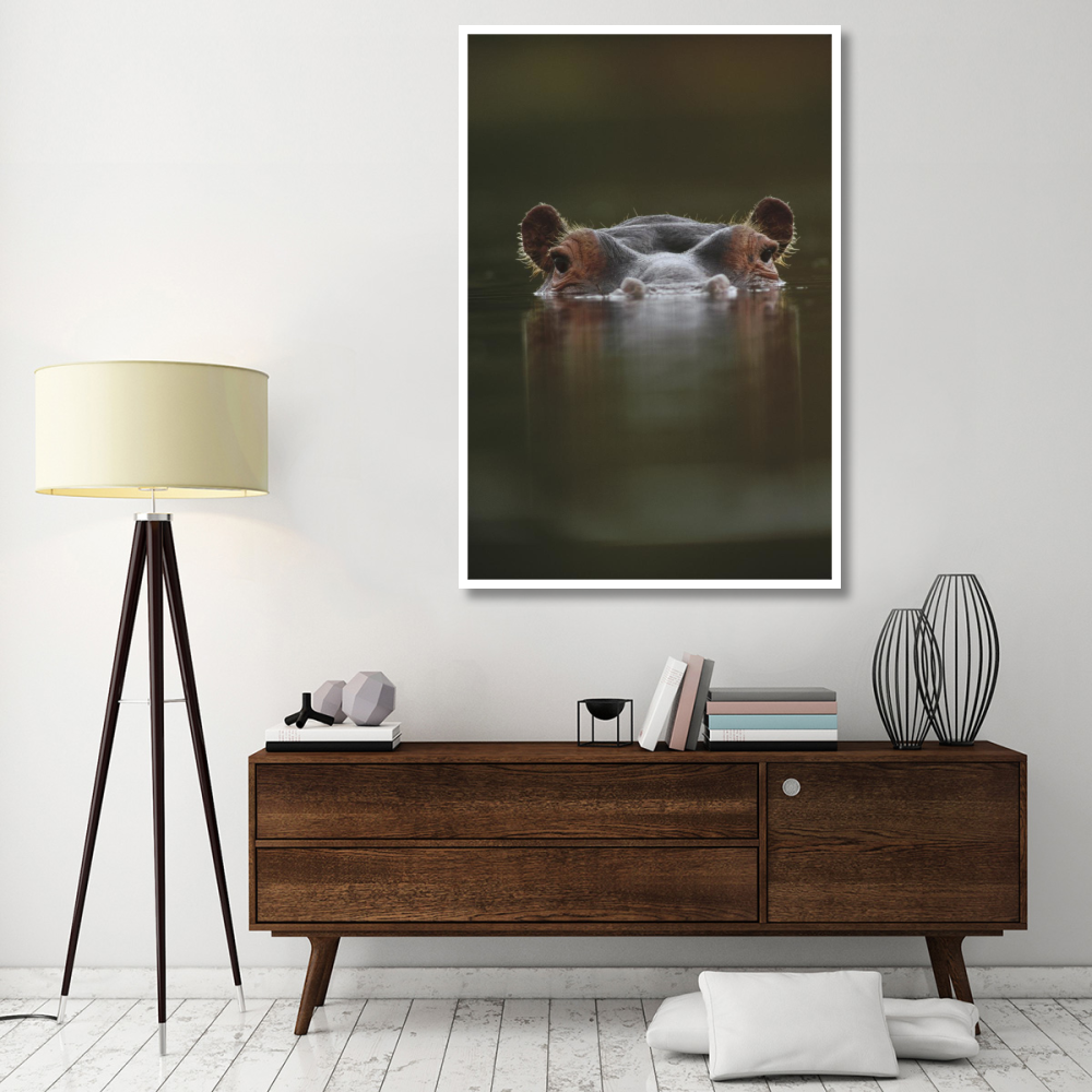 Hippopotamus at water surface, Tanzania-Paper Art-42&quotx62"