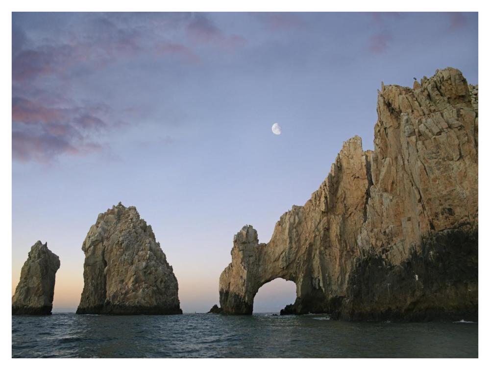 Moon over El Arco, Cabo San Lucas, Mexico-Paper Art-42"x32"