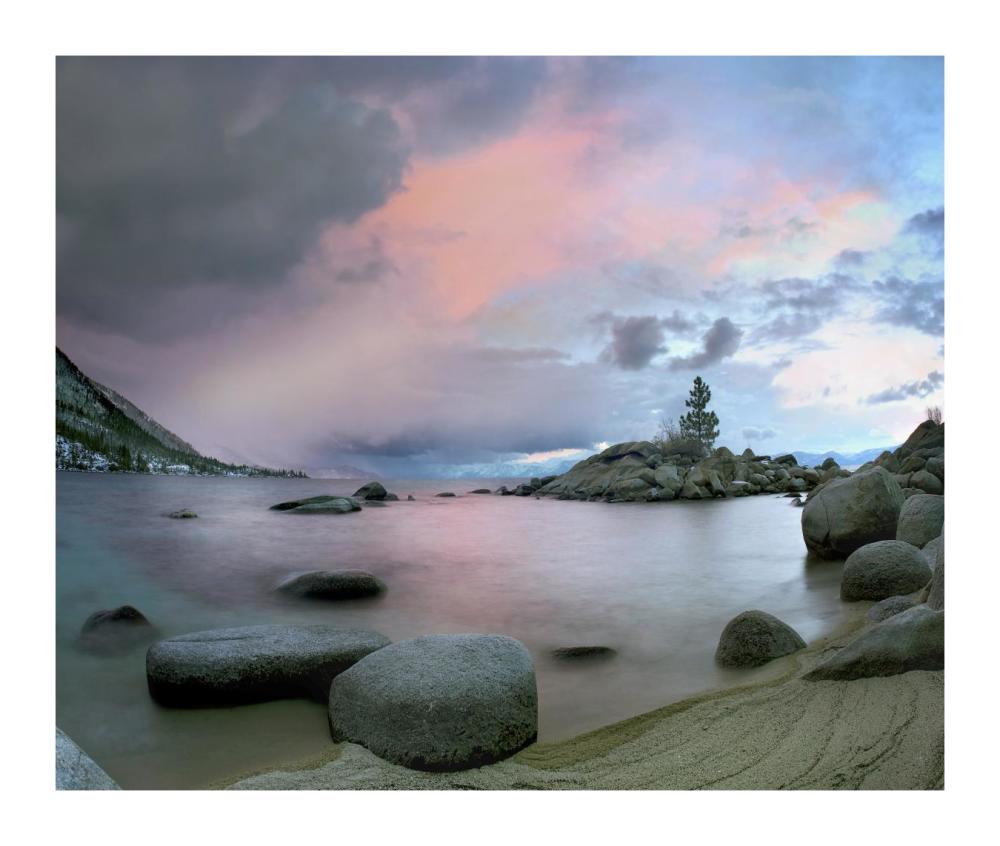 Hidden Beach at sunset, Lake Tahoe, Nevada-Paper Art-18"x15.28"