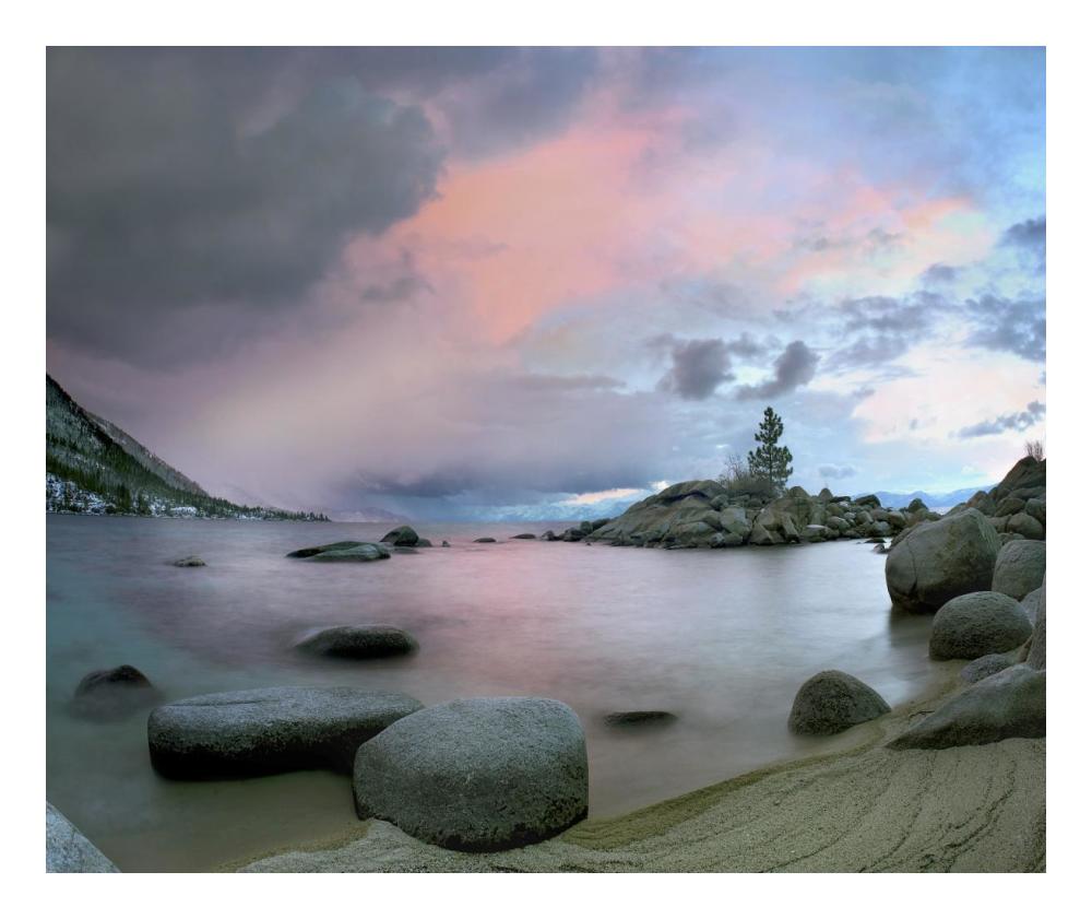 Hidden Beach at sunset, Lake Tahoe, Nevada-Paper Art-24"x20.26"