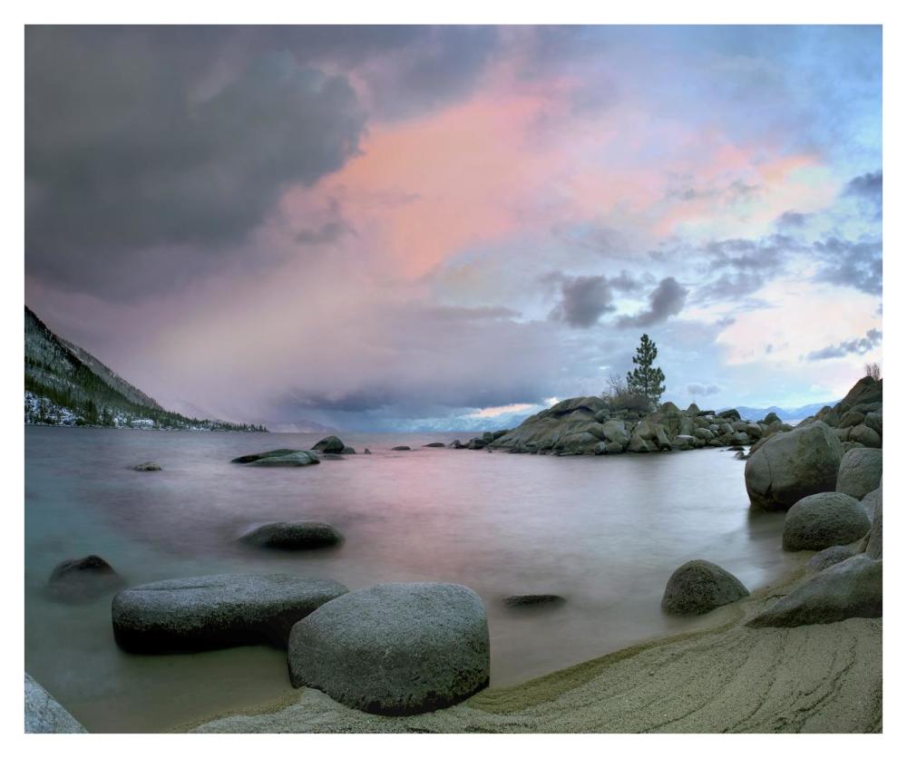 Hidden Beach at sunset, Lake Tahoe, Nevada-Paper Art-38"x31.88"