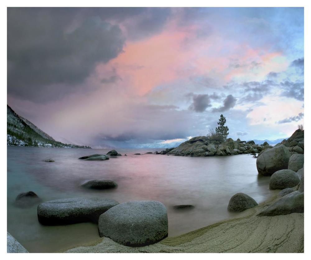 Hidden Beach at sunset, Lake Tahoe, Nevada-Paper Art-46"x38.52"
