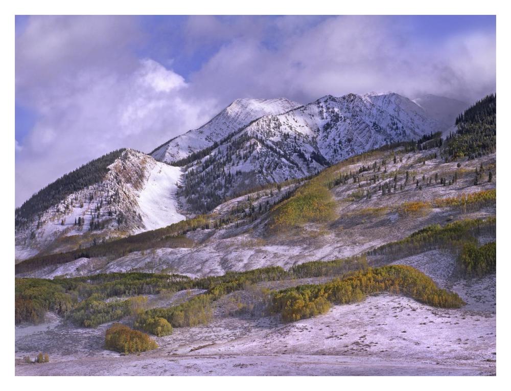Elk Mountains with snow in autumn, Colorado-Paper Art-18"x14"