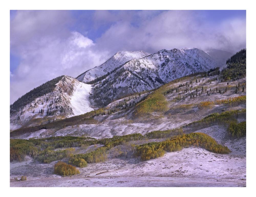 Elk Mountains with snow in autumn, Colorado-Paper Art-26"x20"