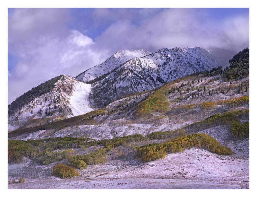 Elk Mountains with snow in autumn, Colorado-Paper Art-34"x26"