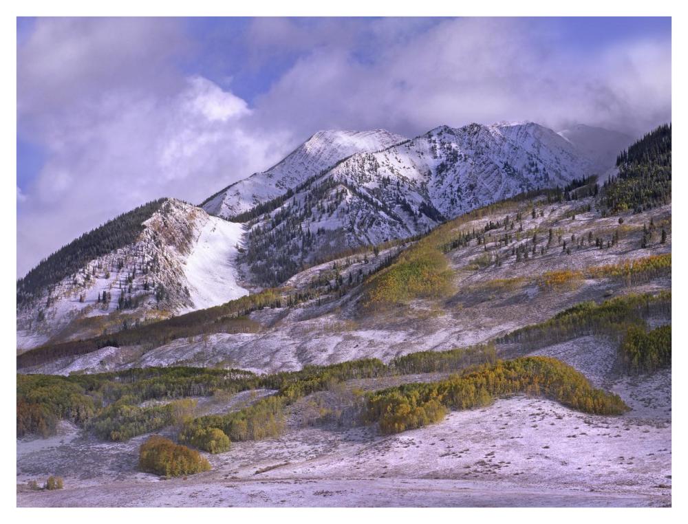 Elk Mountains with snow in autumn, Colorado-Paper Art-42"x32"