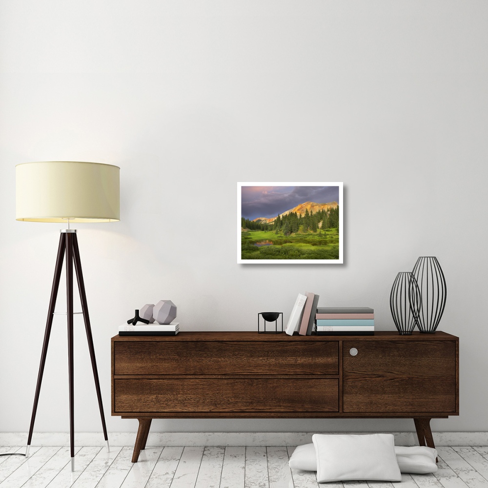 Red Mountain and pond, near Ouray, Colorado-Paper Art-26&quotx20"
