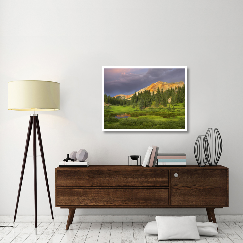 Red Mountain and pond, near Ouray, Colorado-Paper Art-42&quotx32"