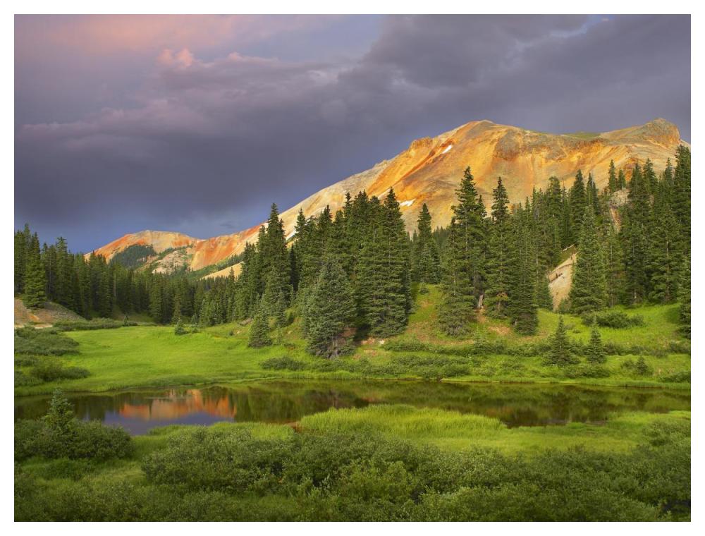 Red Mountain and pond, near Ouray, Colorado-Paper Art-50"x38"