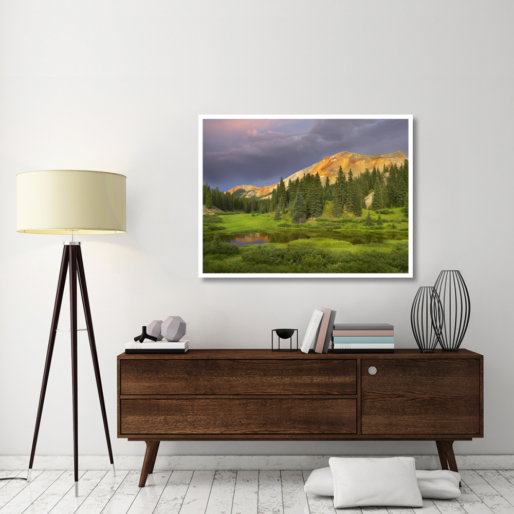 Red Mountain and pond, near Ouray, Colorado-Paper Art-50&quotx38"