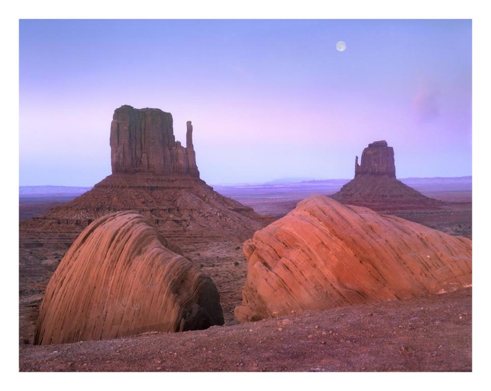 Moon over mittens, Monument Valley, Arizona-Paper Art-26"x20"