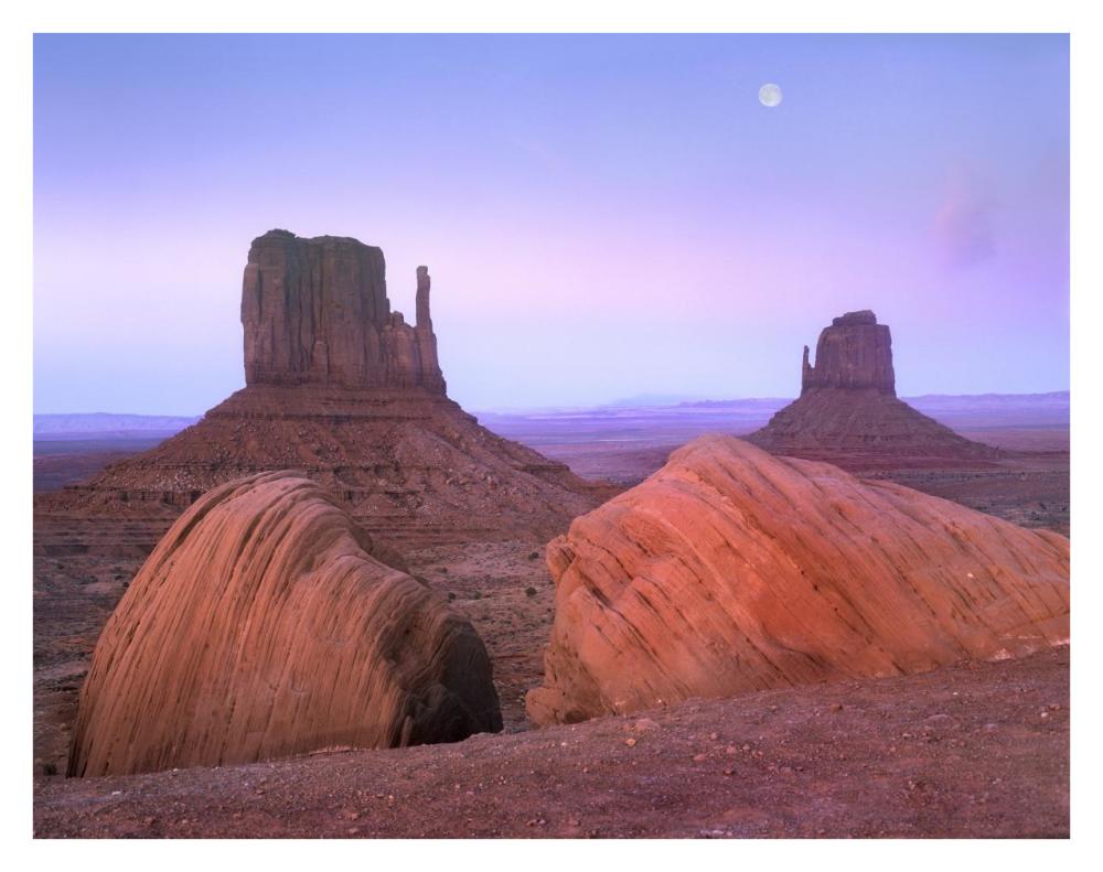 Moon over mittens, Monument Valley, Arizona-Paper Art-34"x26"
