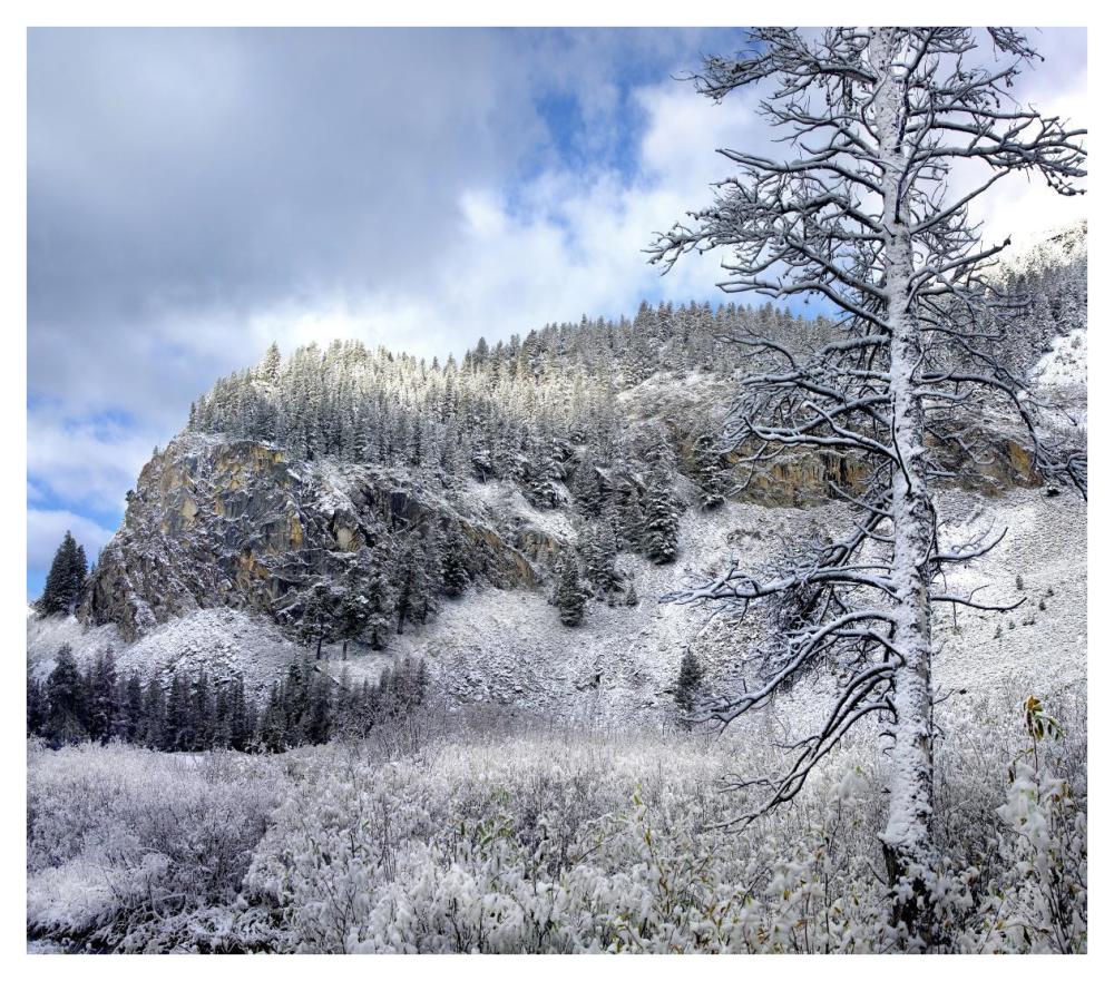 Light snow covering Boulder Mountains, Idaho-Paper Art-42"x37.2"