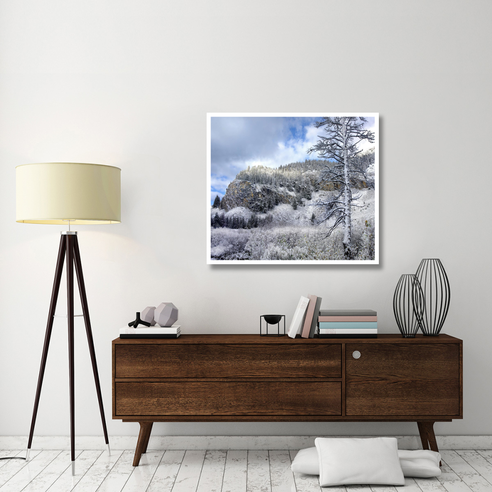 Light snow covering Boulder Mountains, Idaho-Paper Art-42&quotx37.2"