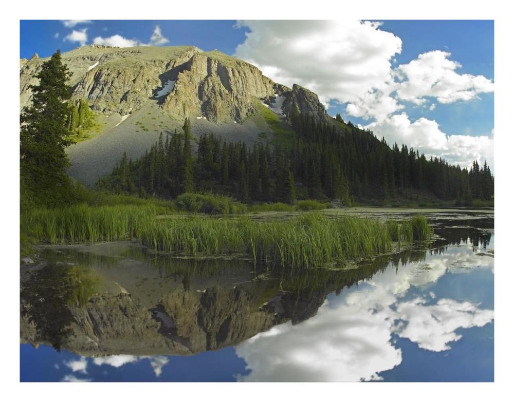 Palmyra Peak reflected in Alta Lake, Colorado-Paper Art-26"x20"