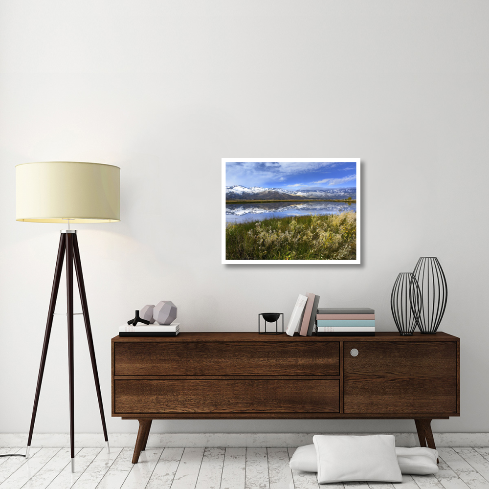 Carson Range reflected in Washoe Lake, Nevada-Paper Art-34&quotx26"