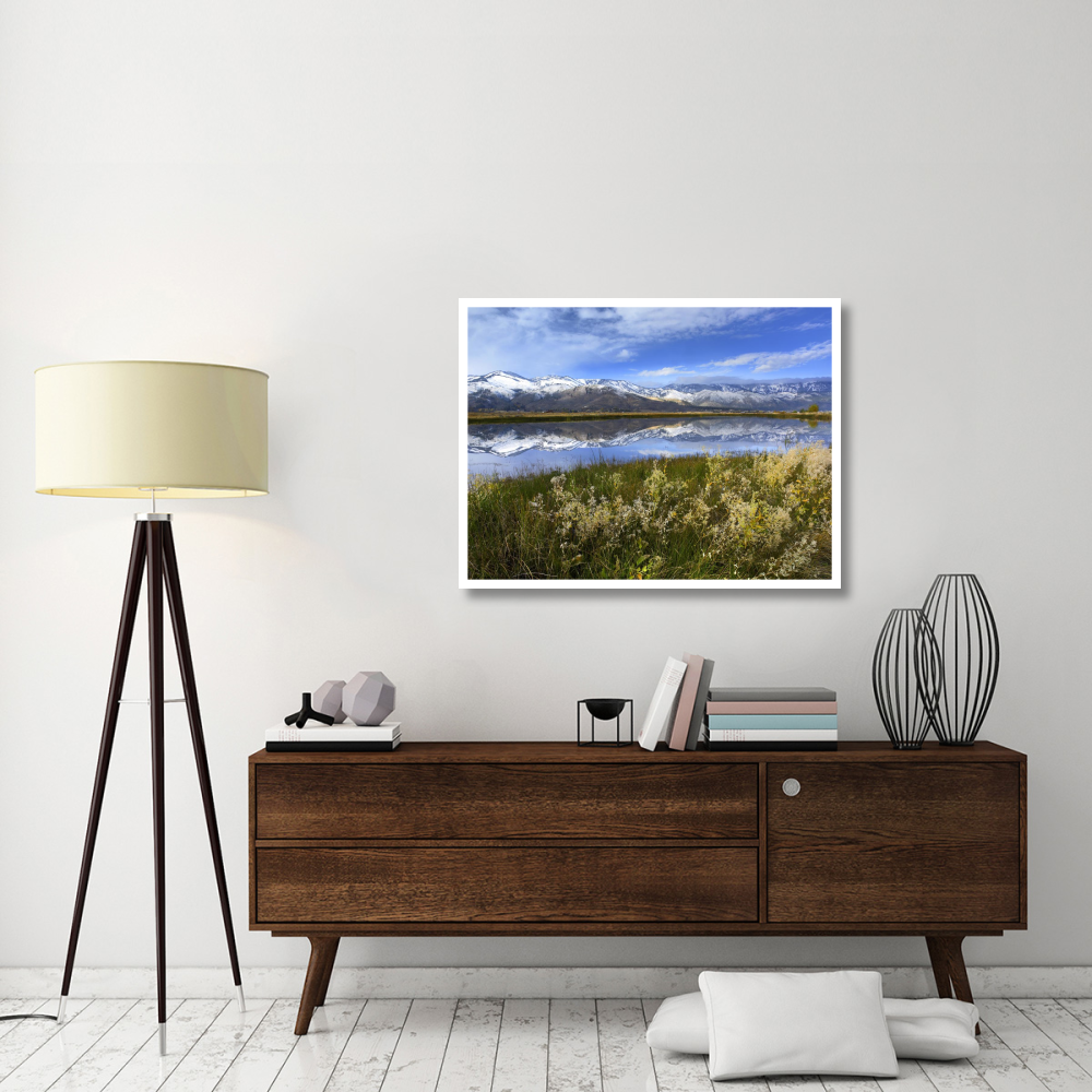 Carson Range reflected in Washoe Lake, Nevada-Paper Art-42&quotx32"