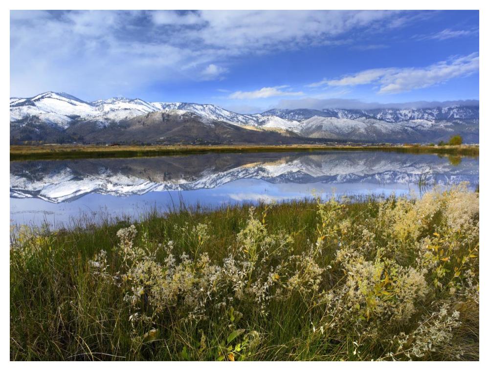 Carson Range reflected in Washoe Lake, Nevada-Paper Art-50"x38"