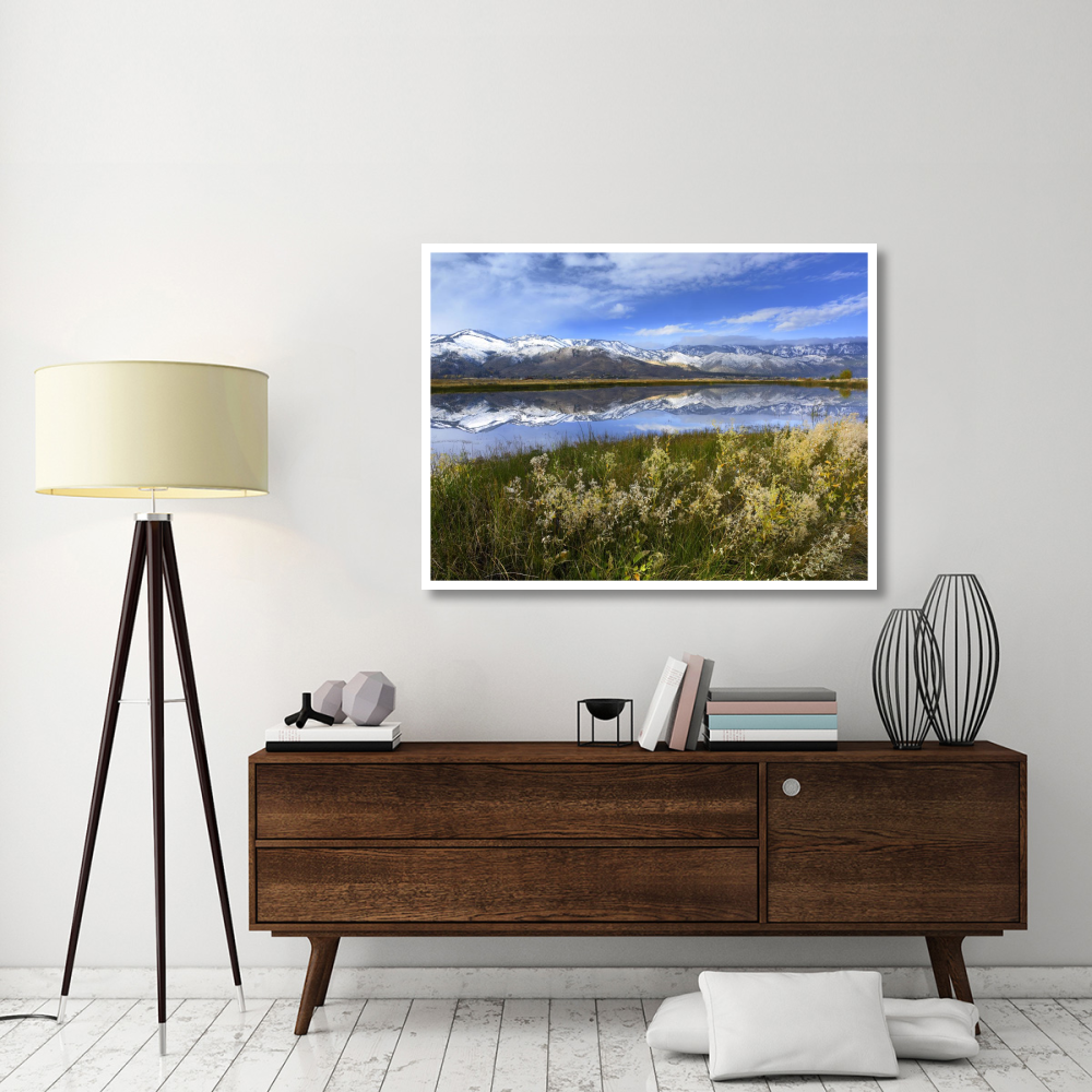 Carson Range reflected in Washoe Lake, Nevada-Paper Art-50&quotx38"