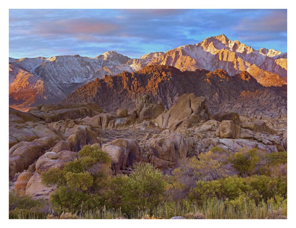 Sun illuminating the Alabama Hills, California-Paper Art-34"x26"